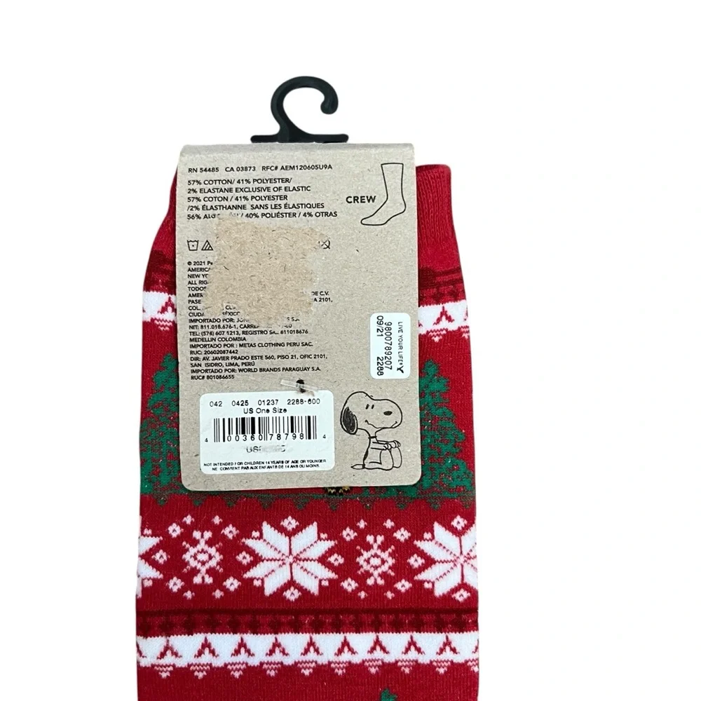 AE x Peanuts Snoopy Woodstock Fair Isle Christmas Crew Socks OS